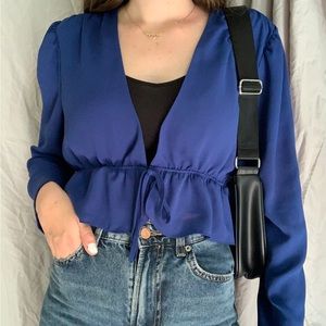 Sunday Best Blue Girly Top. Women's size Small.